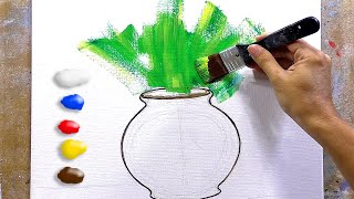 How to Paint Flowers in Old Vase in Acrylics / Time-Lapse / JMLisondra