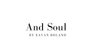 And Soul By Eavan Boland