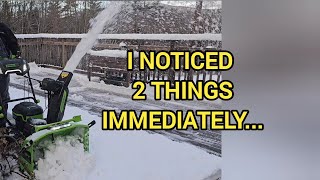 I noticed these 2 things first use - Greenworks 2 stage 80v battery snowblower