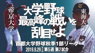 帝京大学 vs東海大学 首都大学野球2019秋季1部リーグ第5週2日目