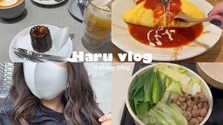 （VLOG）帰省した日の過ごし方/地元カフェ/オムライス/うどん/大阪カフェ/カヌレ/お蕎麦/お芋スイーツ🍠/美容室/キムチ鍋🍲