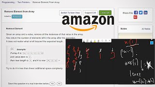 7.15 REMOVE ELEMENT FROM ARRAY (Two Pointers)-Interviewbit #twopointers#interview