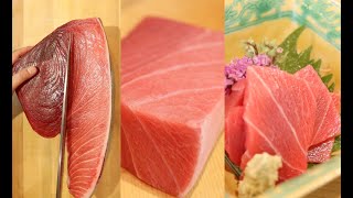 大トロ食べないで？マグロ（鮪）青華こばやし　お造り　刺身 8.03からです。最高大間　切り方　本マグロ