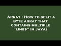 Array : How to split a byte array that contains multiple 