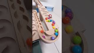 marble Run Race ASMR #121 Wooden Wave Course Colorful Marbles   #marblerun #marblerunrace #asmr