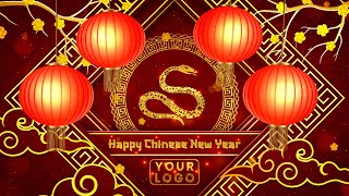 4K Shining Red Gold Chinese New Year Greetings Slideshow With Gold Logo