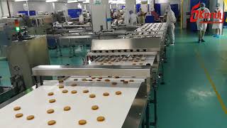 automatic sandwich biscuit feeding and packaging  line (with tray )