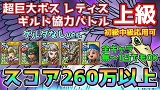 【DQタクト】超巨大ボスバトル 神鳥レティス ギルド協力バトル上級をゲルダなしで260万以上出せる編成紹介（初級中級対応）【#ドラクエタクト/#ドラゴンクエストタクト/#DQTact】