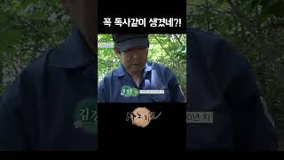 험한 산길에서 뱀을 발견했다!