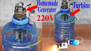 CREATE A 220V WATER TURBINE GENERATOR FROM PLASTIC BOTTLES