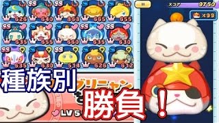 【妖怪ウォッチぷにぷに】種族別おはじきモーグリニャン勝負！