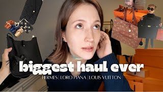 BIGGEST HAUL EVER? Unboxing 6 months of purchases + Bag reveal [Hermes, Loro Piana, LV]