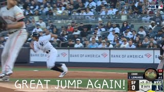 Anthony Volpe First Major League Hit!! Vs Giants