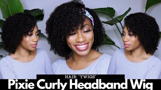 Summer Style ALERT - Easy \u0026 Cute! YWIGS Short Curly Pixie Headband Wig