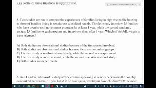 AP Statistics Exam Review - Unit 3 Part 1 (#1-7)
