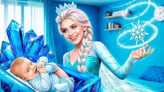 Elsa from Frozen has become a mom! She's transformed into an ice princess!