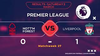 ENGLISH PREMIER LEAGUE Match results UPDATED TODAY| PREMIER LEAGUE Match results 2024|Matchweek 27