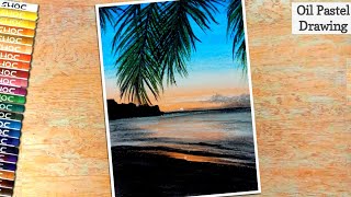 Easy Oil Pastel Drawing for Beginners- Step by Step | Sea Beach Sunset 🌇 | #209