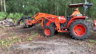 #61 Kubota MX6000 Grappling Big Logs!