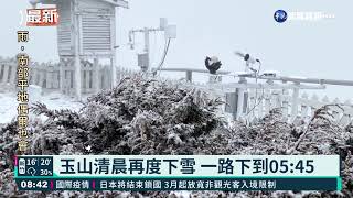 玉山清晨再度下雪 積雪已達到1.5公分｜華視新聞 20220218