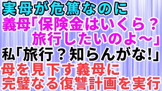 【スカッとする話】実母が危篤なのに義母が「保険金で旅行できるわ」私「旅行？知らんがな！」母を見下す義母に完璧なる復讐計画を実行→義母「え？」