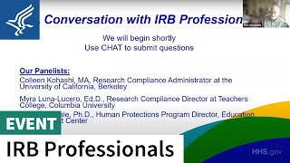 A Conversation with IRB Professionals - A virtual webinar hosted by OHRP on 4/27/22