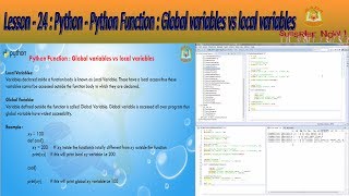 Lesson - 24 : Python3 - Python Function : Global variables vs local variables