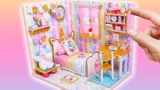 🦄 DIY: Habitación en miniatura de UNICORNIO para casa de muñecas || Espectacular Transformación 🦄