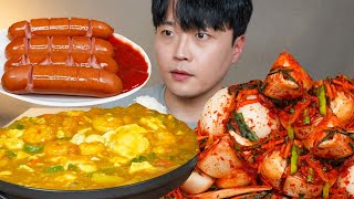 순두부카레 양파소박이 후랑크소세지 요리 먹방 CURRY & ONION KIMCHI & SAUSAGE ASMR MUKBANG REAL SOUND EATING SHOW