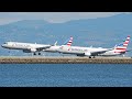 AWESOME Parallel Landing | American A321 and 737 Parallel Landing at San Francisco Airport