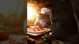 Cat kneads dough, crafts perfect pizza #cat #pizza #shorts