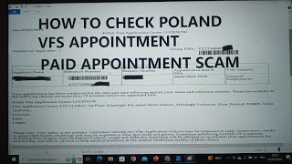 HOW TO CHECK POLAND VFS APPOINTMENT|PAID APPOINTMENT SCAM |APPOINTMENT ALREADY EXISTON PASSPORT SCAM