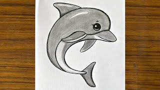 How to draw a dolphin drawing step by step || Easy drawing ideas for beginners || Beginners drawing