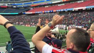 New England Revolution fans cheer on their team from “The Fort”