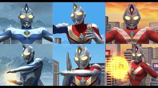 【ウルバト】ウルトラマンダイナ フラッシュタイプ＆ミラクルタイプ＆ストロングタイプ【通常攻撃＆必殺技モーションまとめ】 Ultraman Dyna Attack motion