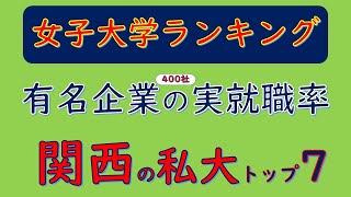 女子大学ランキング、有名企業400社の実就職率、関西の私大トップ7