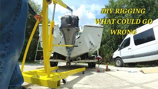 DIY Yamaha F225XB Engine Installation / Rigging on my Crooked Pilot House Boat