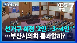 선거구 획정안 ‘2인↓·3~4인↑’…부산시의회 통과할까? / KBS  2022.04.20.