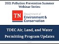 2021 TDEC Air, Land, and Water Permitting Program Updates