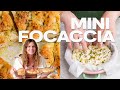 Single serve, same day mini NO KNEAD focaccia (with 3 toppings)