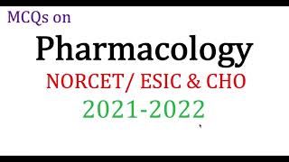 Series 7th  Pharmacology for NHM Staff Nurse NORCET / ESIC & all Nursing  CHO/CRPF/-(March 10,2021
