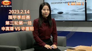 2023.2.14天元圍棋解說圍甲季後賽第三輪第一場 申真諝 VS 許嘉陽(王昊洋 \u0026 范蔚菁)