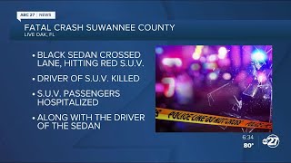 Person dies, three injured in two vehicle crash in Suwannee County