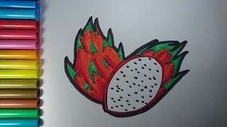 Cara menggambar buah naga I cara mewarnai buah naga I cara menggambar buah naga untuk pemula