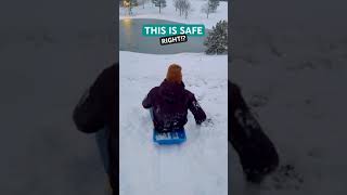 Sledding down our hill for the first time. #dadlife #family #snow #fast