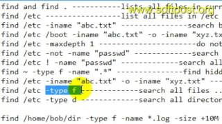 find command examples in BASH shell terminal