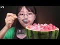 asmr การรับประทานแตงโม popping boba น้ำแข็ง🍉 อาหารเกาหลี watermelo ice flake mukbang