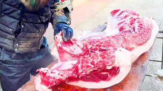 Lao Meng sold pork fast chopping \u0026 lifting it. Pig gone in mins! [Old Meng Li Fu vlog]