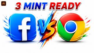 👉🔥 Facebook VS Chrome Logo Design in Adobe Illustrator | 3 Minute Logo Tutorial🔥