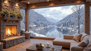 Cozy Winter Space With Fireplace ❄️ Relaxing Piano Music and Fireplace for Study, Relax, Work